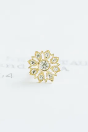 14K Real Gold Minimalist Open Cz Fire Snowflake Flower Forward Helix Cartilage Tragus Inner Conch Ear Stud Post Internally Threaded Earring Labret Jewelry