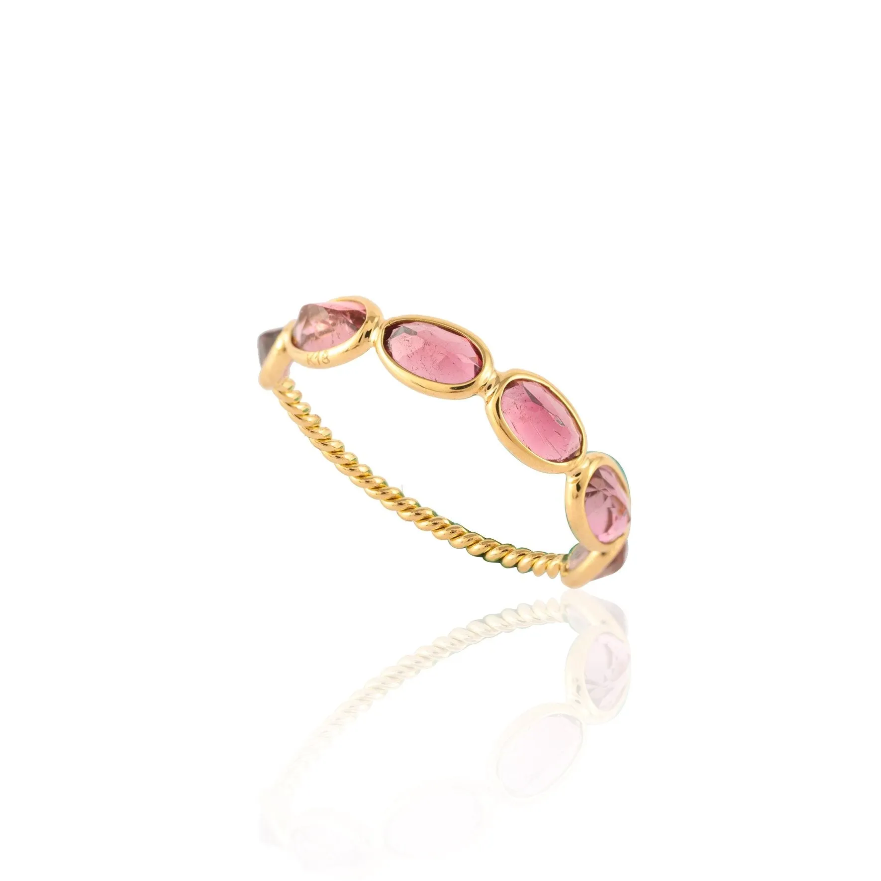 18K Gold Pink Tourmaline Half Eternity Band