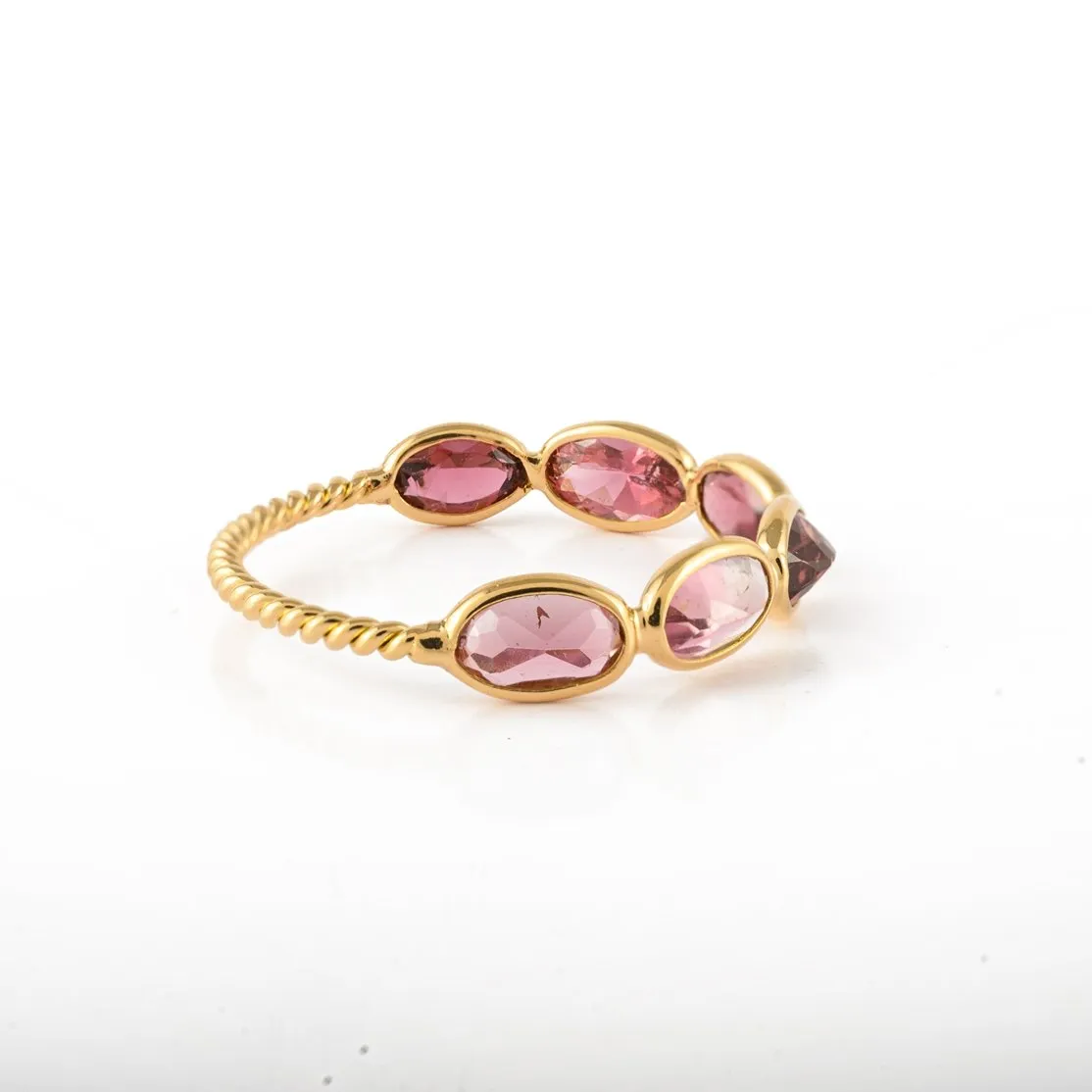 18K Gold Pink Tourmaline Half Eternity Band