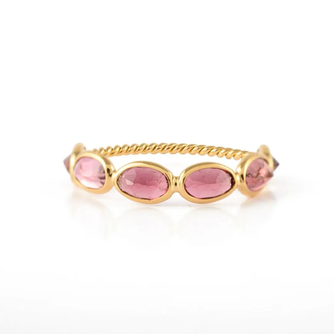 18K Gold Pink Tourmaline Half Eternity Band