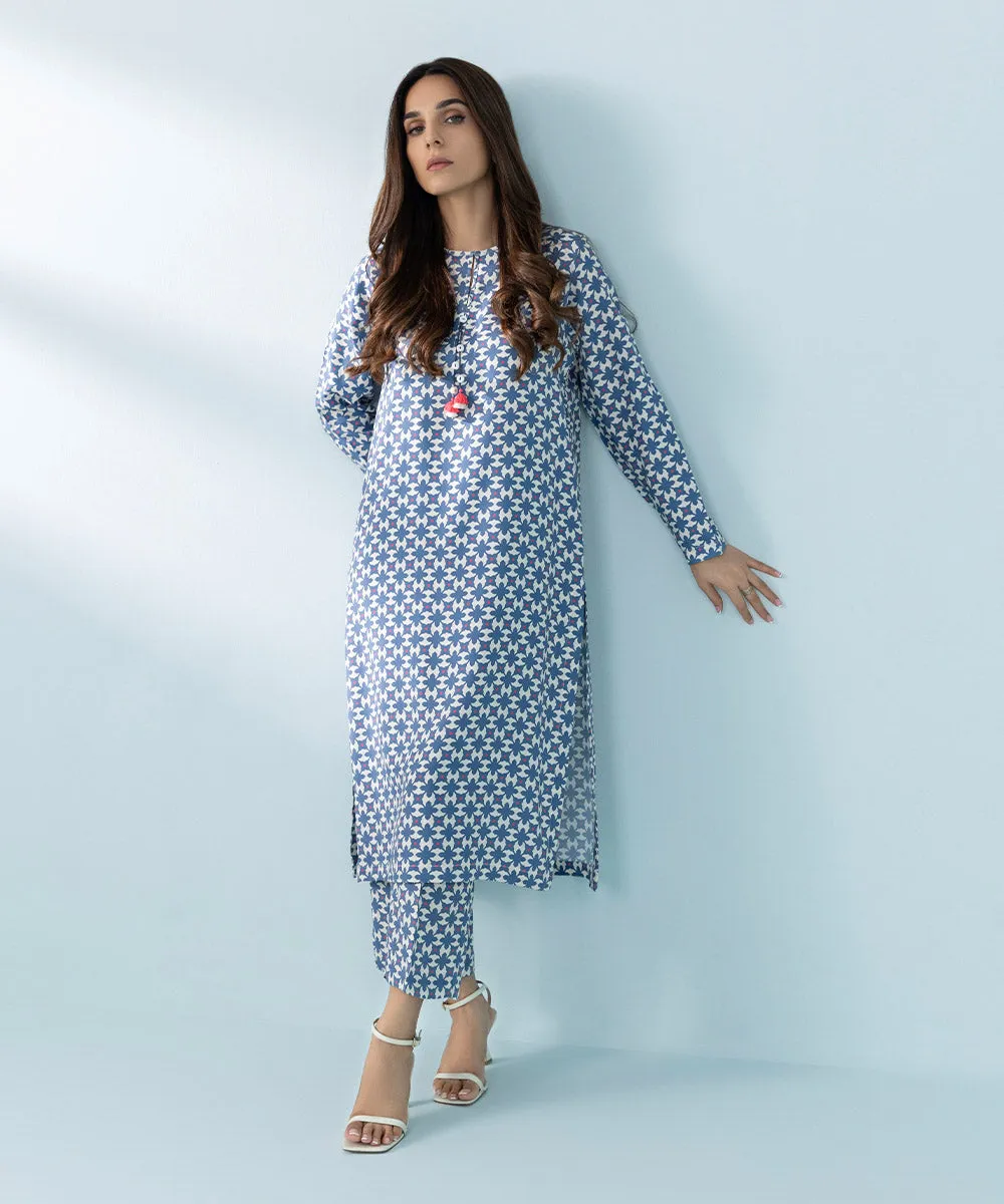 2 Piece - Printed Raw Silk Suit