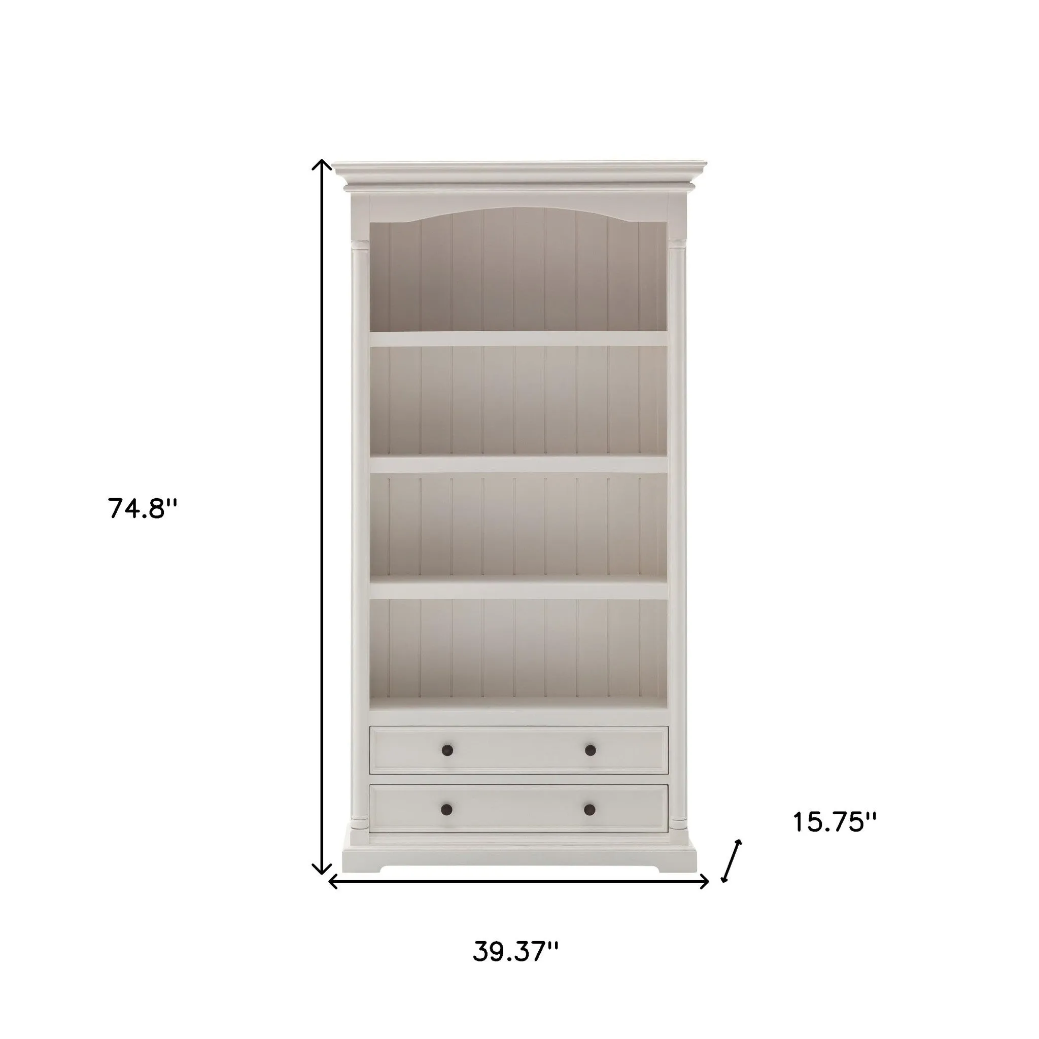 75 White Solid Wood Four Tier Bookcase