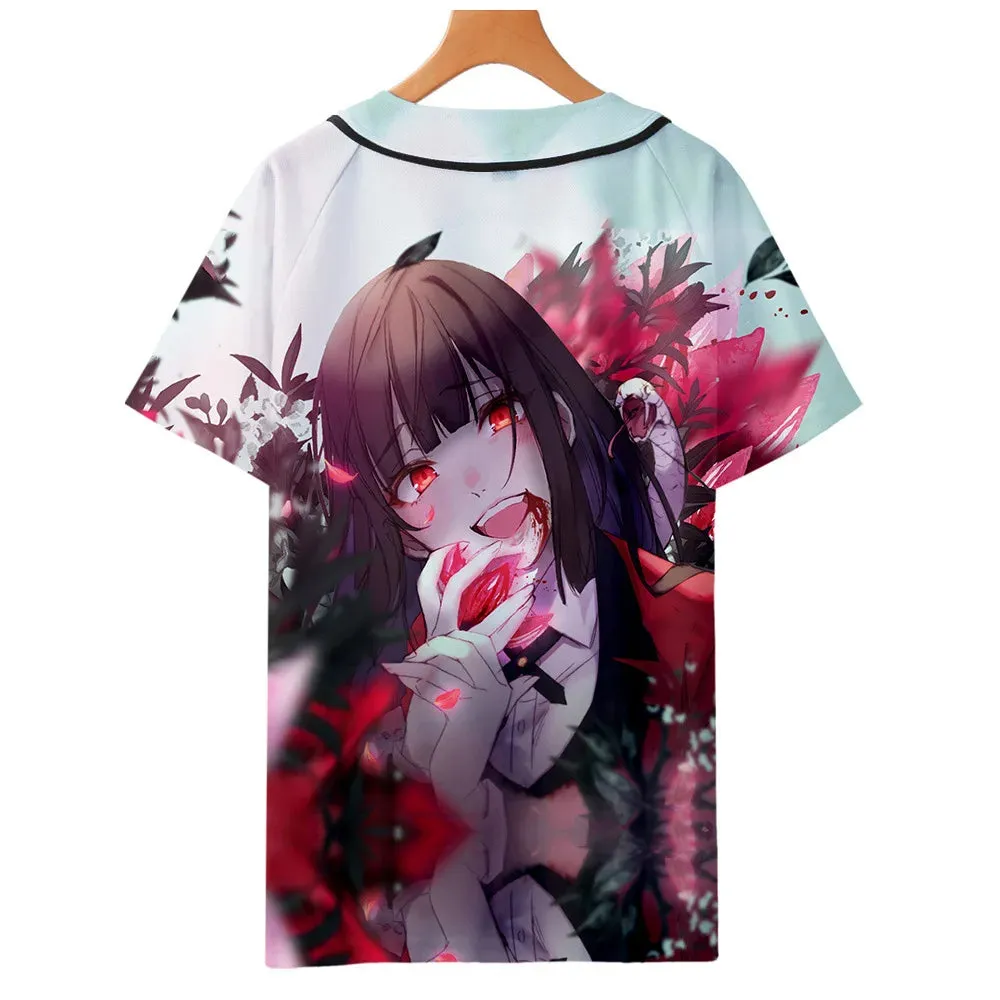 Anime Kakegurui Cosplay Solid Baseball T-Shirt Short Sleeve Streetwear Tee