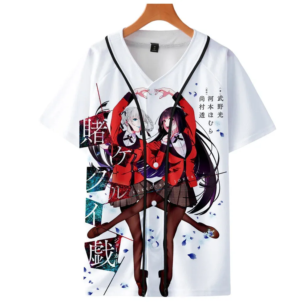 Anime Kakegurui Cosplay Solid Baseball T-Shirt Short Sleeve Streetwear Tee