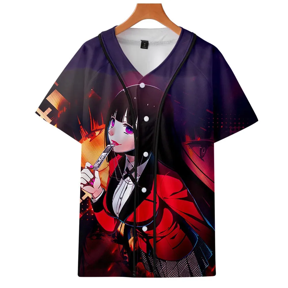 Anime Kakegurui Cosplay Solid Baseball T-Shirt Short Sleeve Streetwear Tee