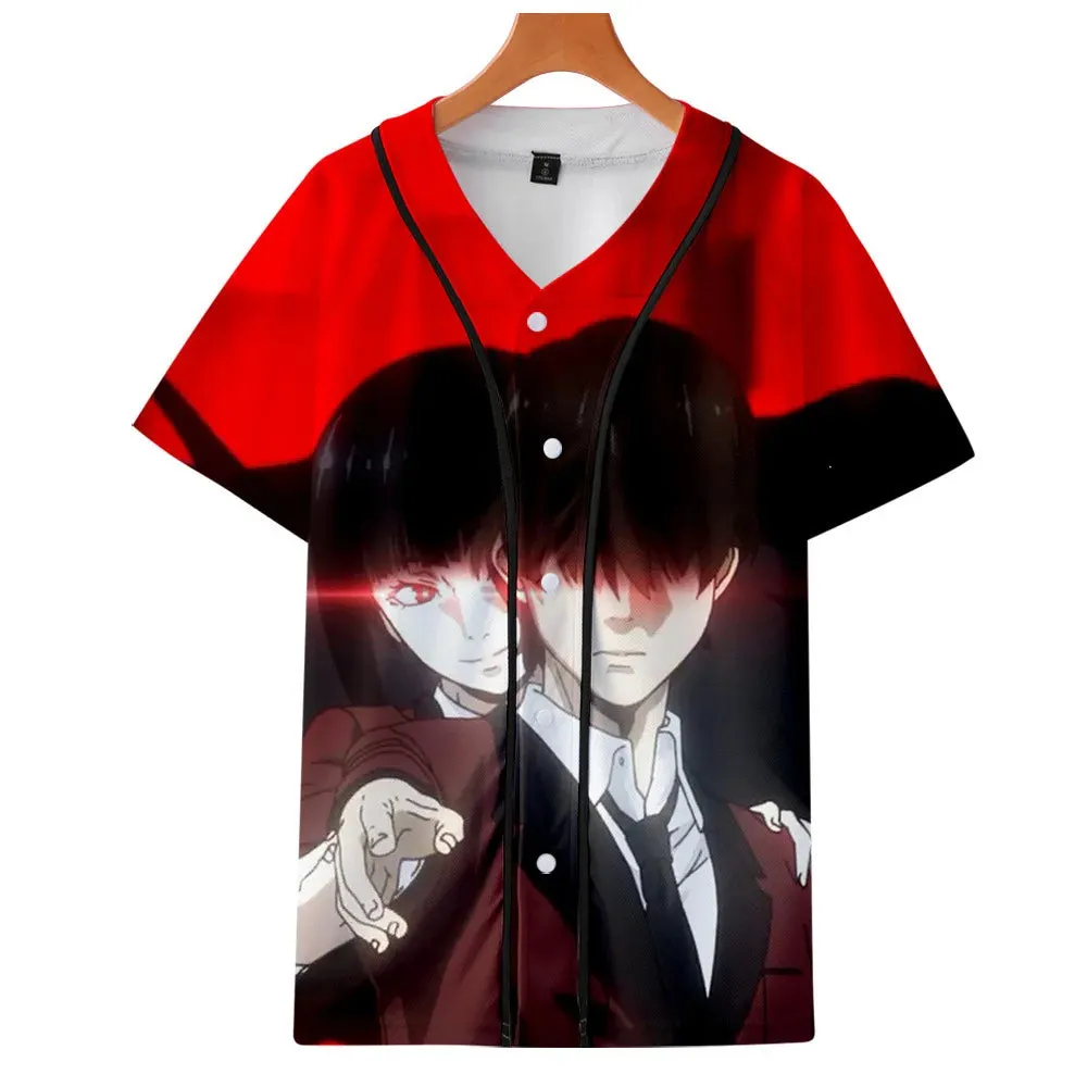 Anime Kakegurui Cosplay Solid Baseball T-Shirt Short Sleeve Streetwear Tee