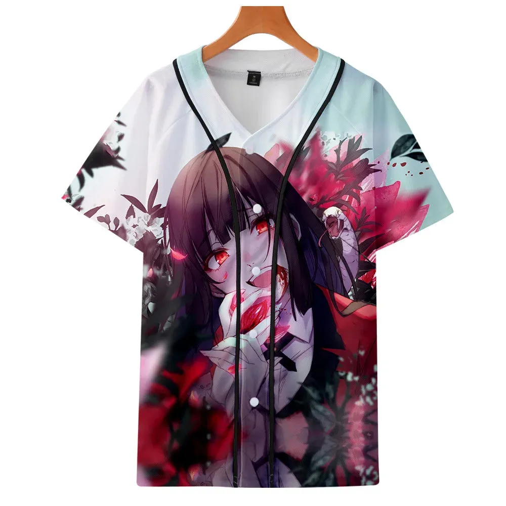 Anime Kakegurui Cosplay Solid Baseball T-Shirt Short Sleeve Streetwear Tee