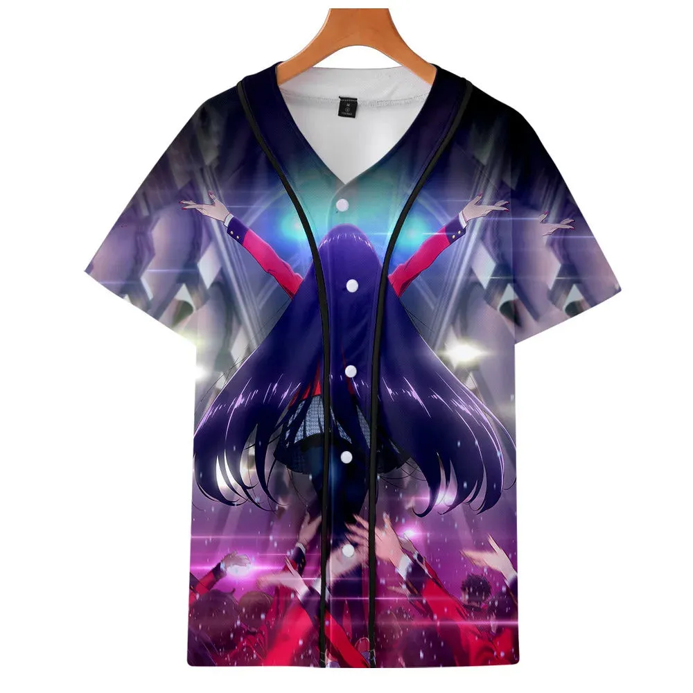 Anime Kakegurui Cosplay Solid Baseball T-Shirt Short Sleeve Streetwear Tee