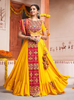 Beautiful navratri yellow color lehenga choli set - buy