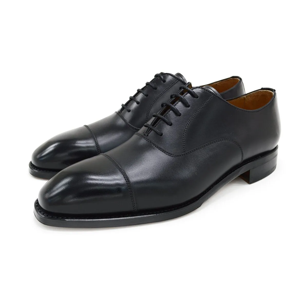 Berwick 1707 Straight Cap Oxford (5217) - Black Boxcalf