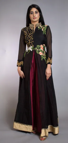 Black Silk Partywear Gowns - Rent