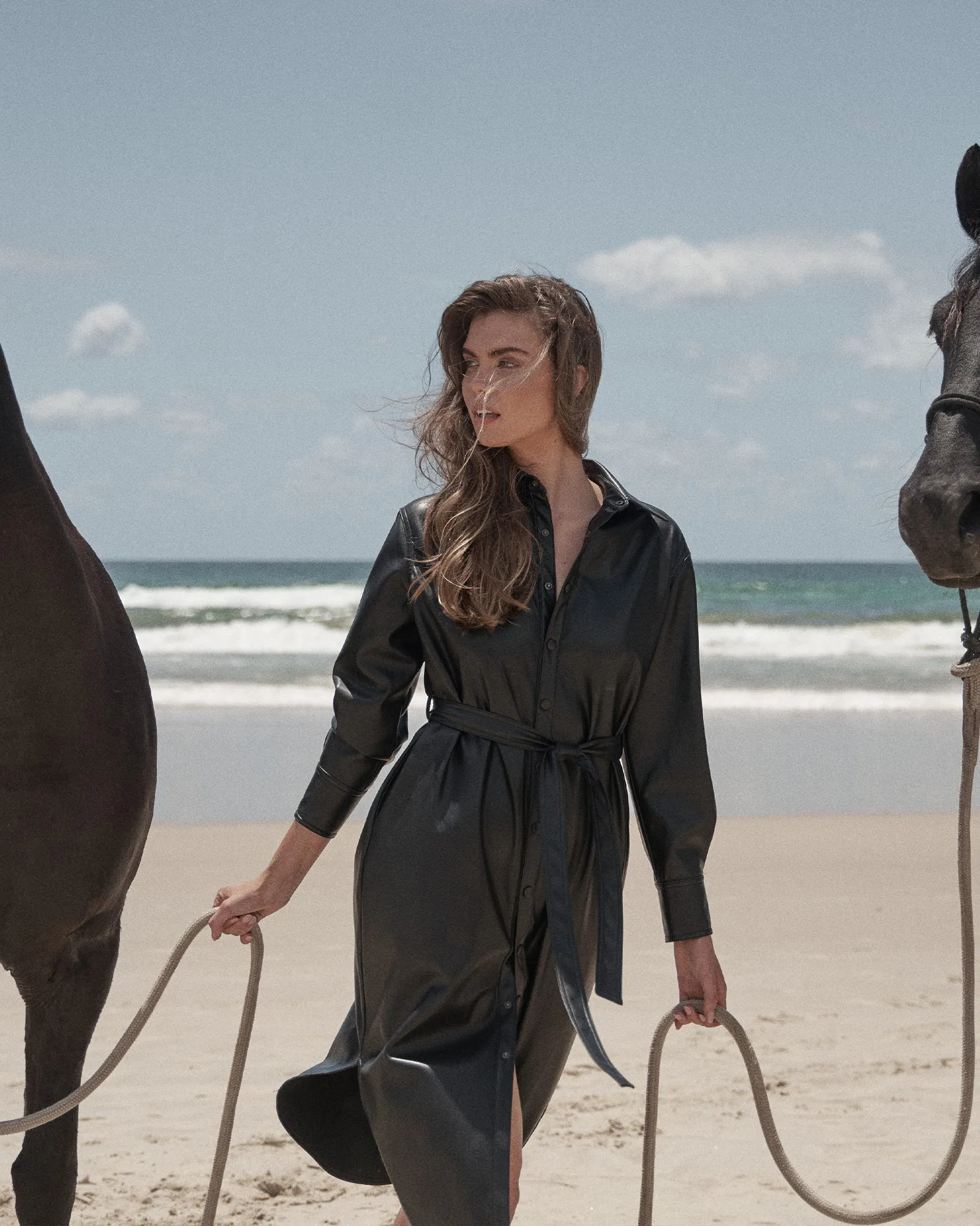 Bolt Vegan Leather Shirt Dress