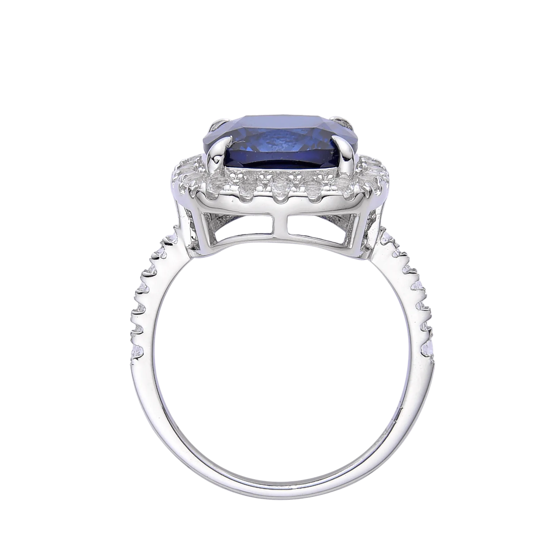 Ceylon Sapphire Cushion Halo Ring