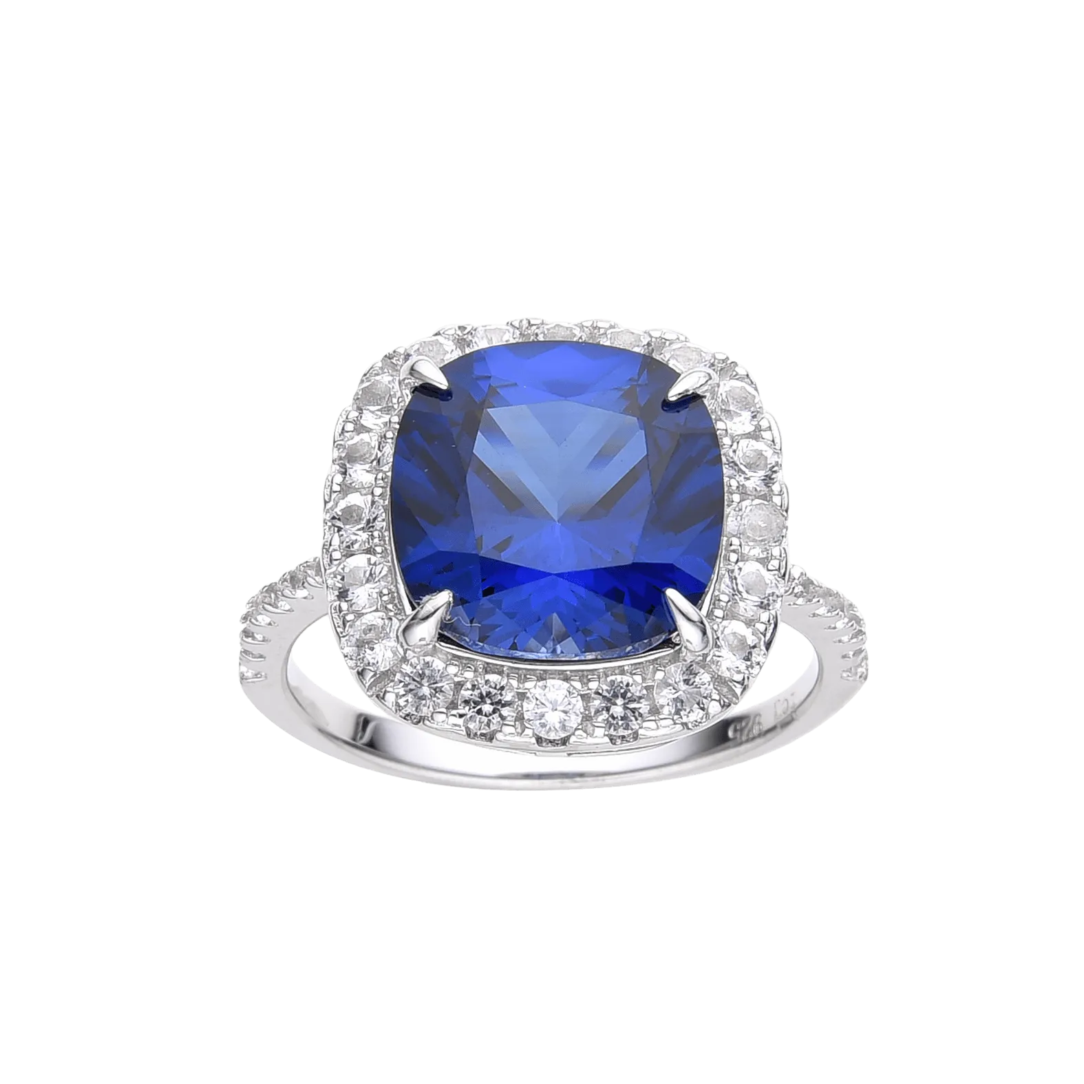 Ceylon Sapphire Cushion Halo Ring