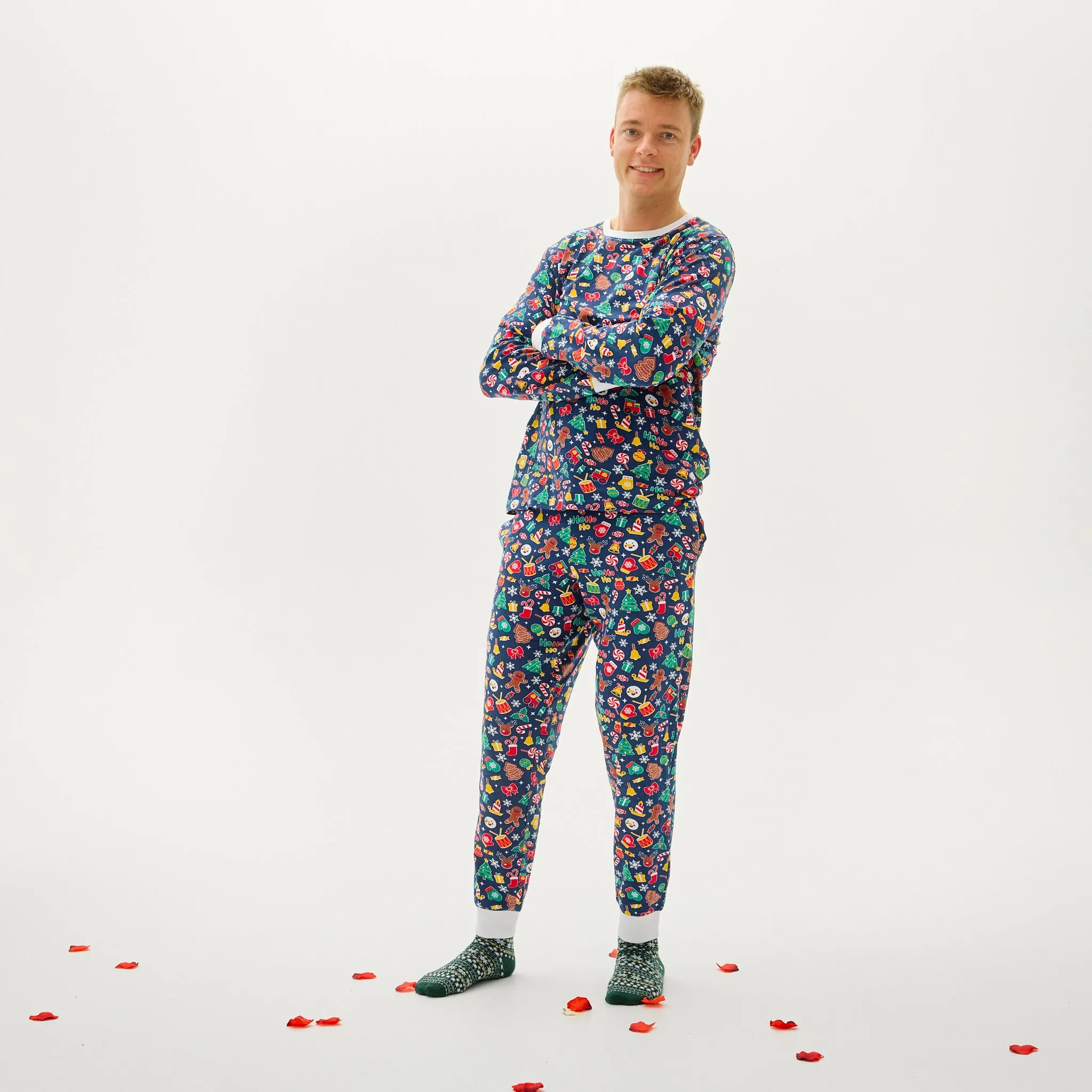 Den Julede Julepyjamas Blå - Herre.