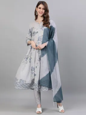 Dovetail - Grey Anarkali Set