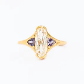 Elongated Oval & Purple Spinel Trillion Ring