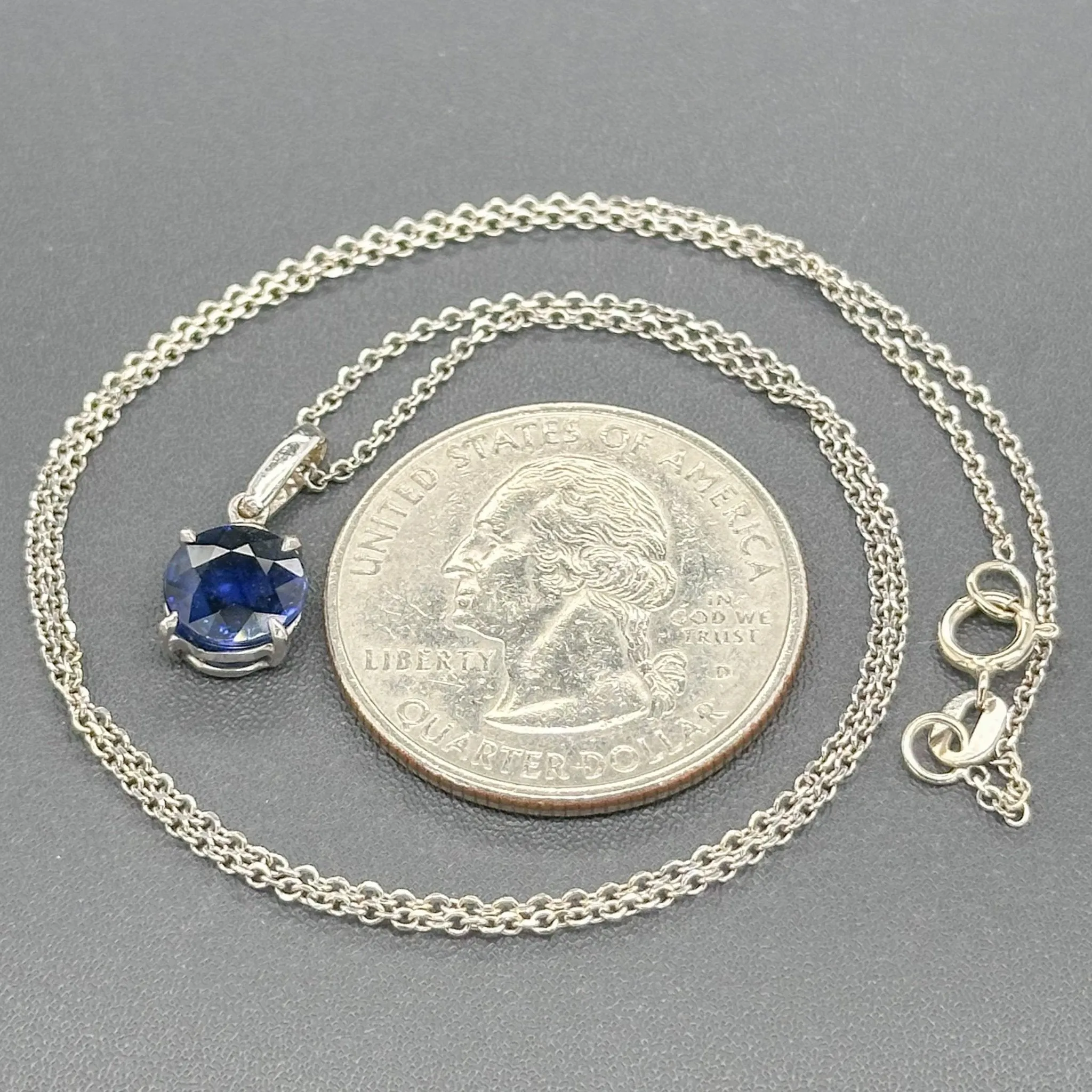 Estate 14K W Gold 1.13ct Sapphire Pendant