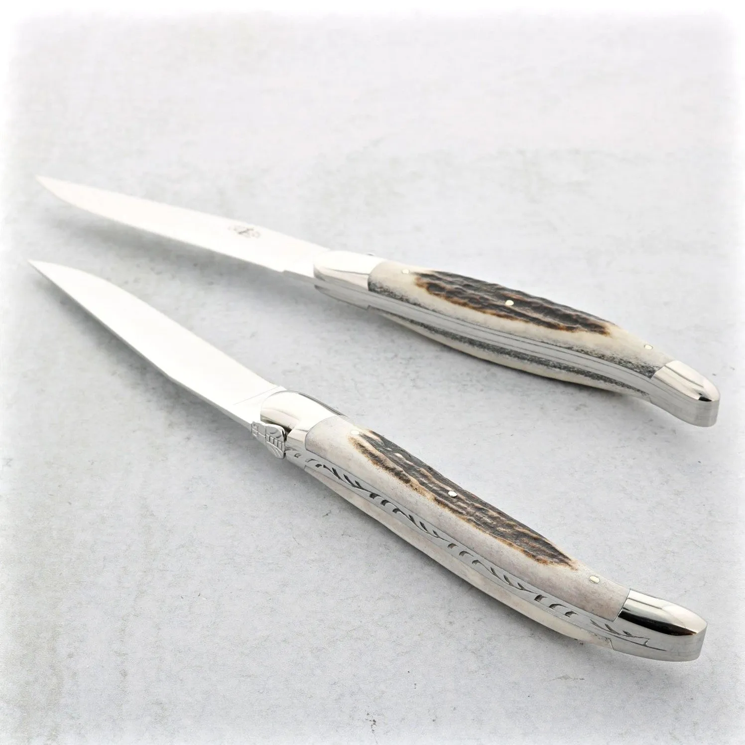 Forge de Laguiole Elk Stag Handle Steak Knives - Set of 2