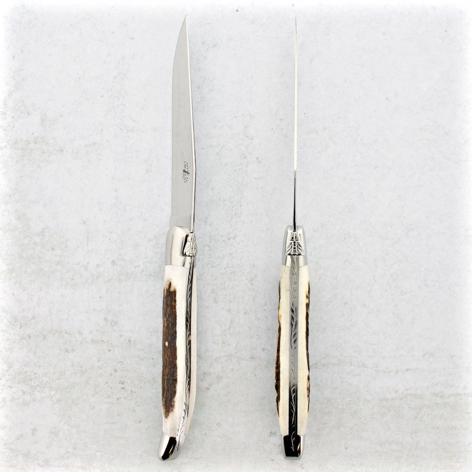 Forge de Laguiole Elk Stag Handle Steak Knives - Set of 2