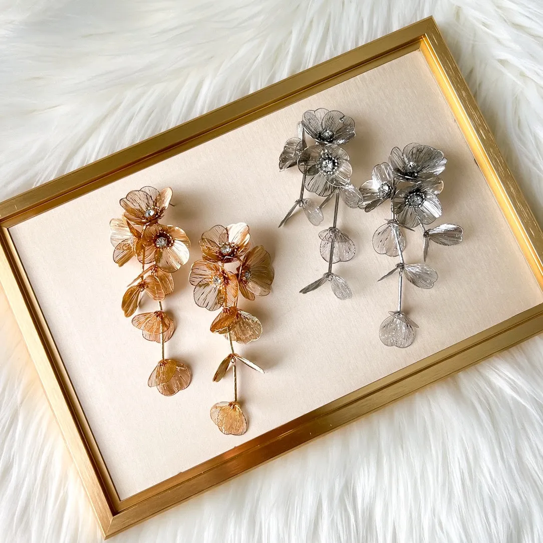 Golden Floral Statement Earrings