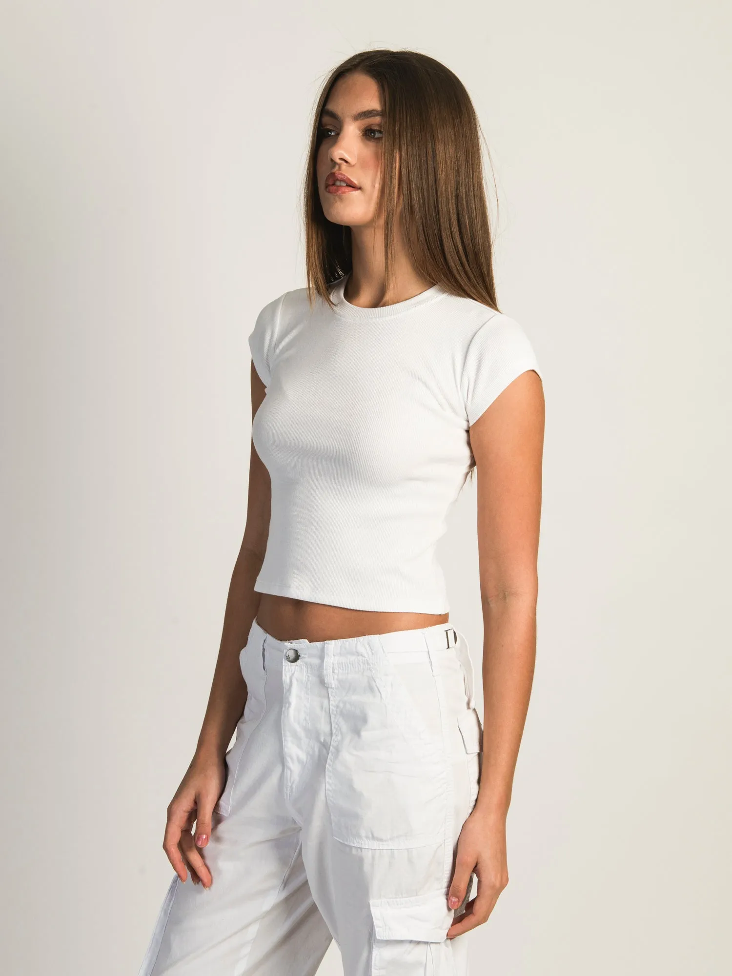 HARLOW RIBBED BABY TEE - WHITE