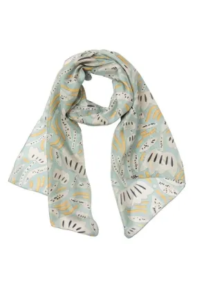 Indus - Silk Scarf - Bush Daisy - Lake, Butter & Indigo