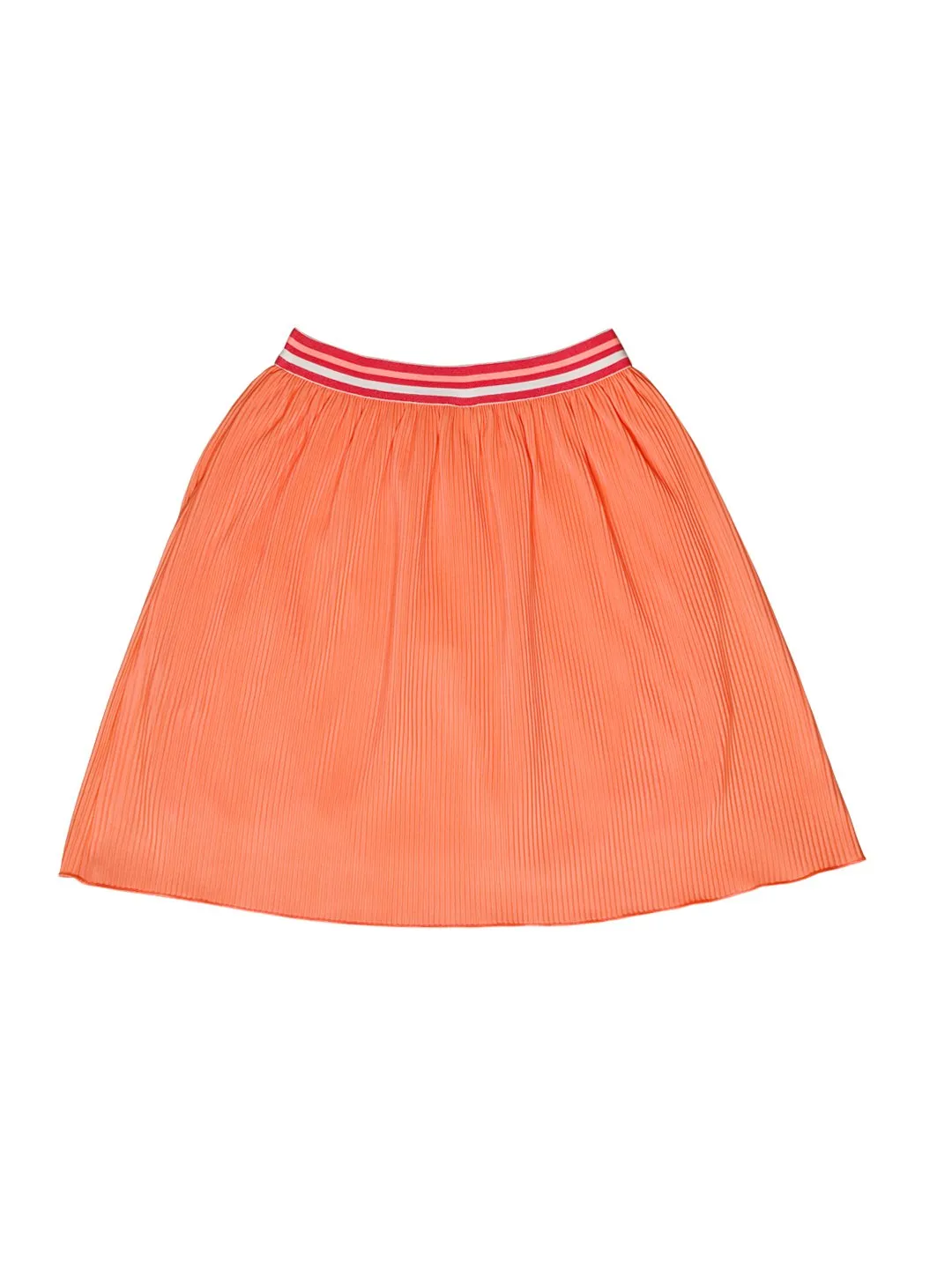 Ishin Girls Polyester Orange Solid Flared Skirt