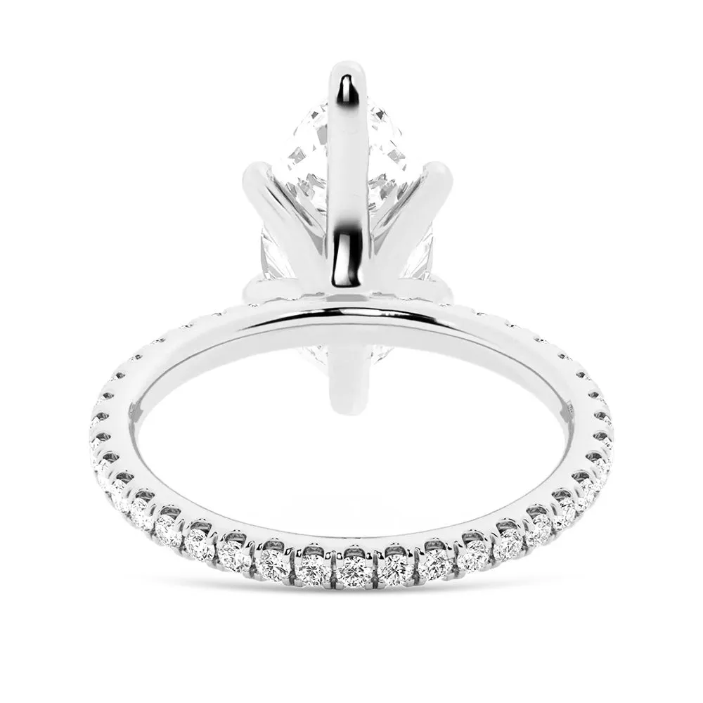 Marquise Cut Moissanite Engagement Ring With Eternity Pave Band