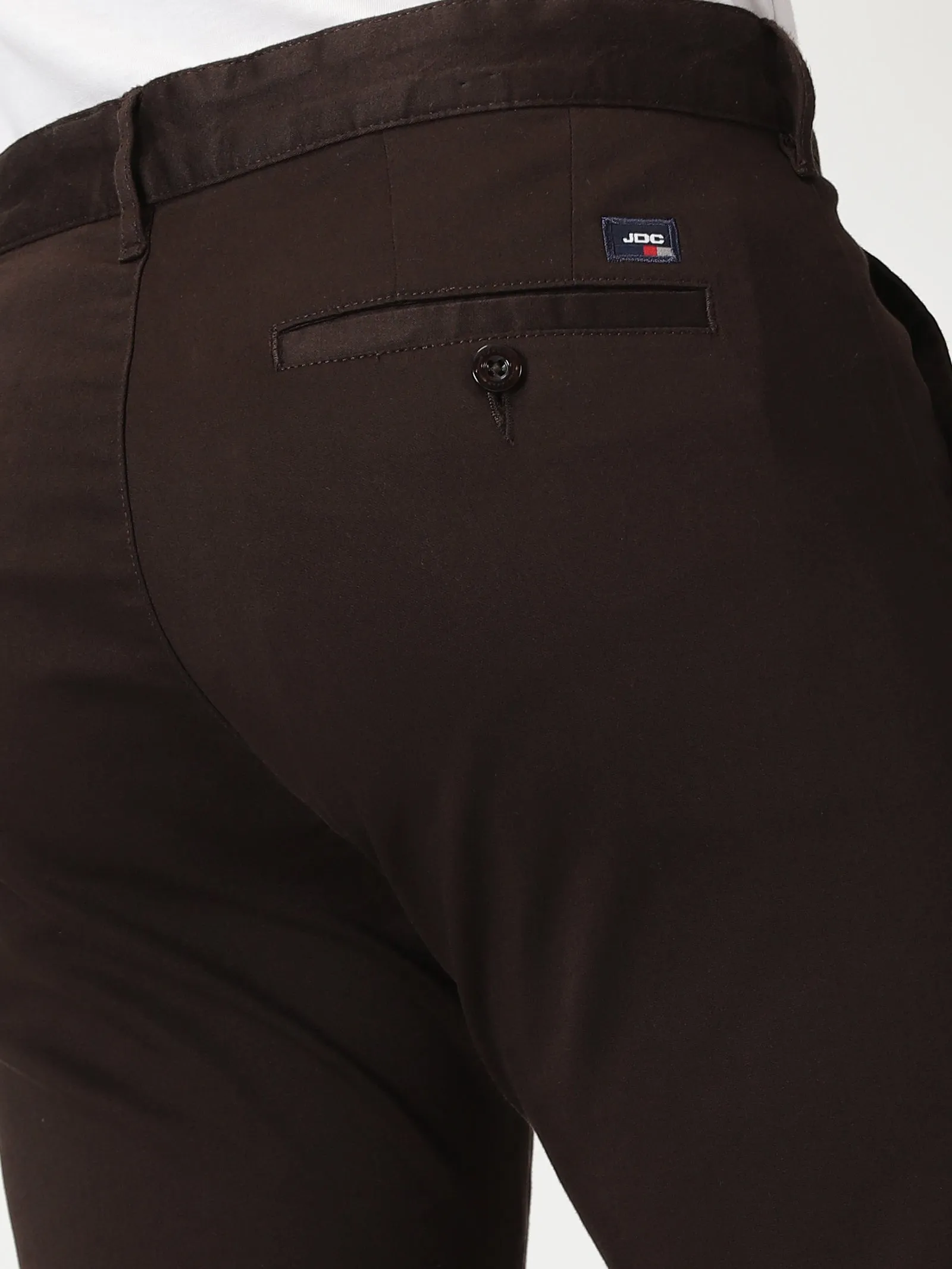 MEN'S COFEE BROWN SOLID JASON FIT TROUSER