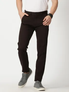 MEN'S COFEE BROWN SOLID JASON FIT TROUSER