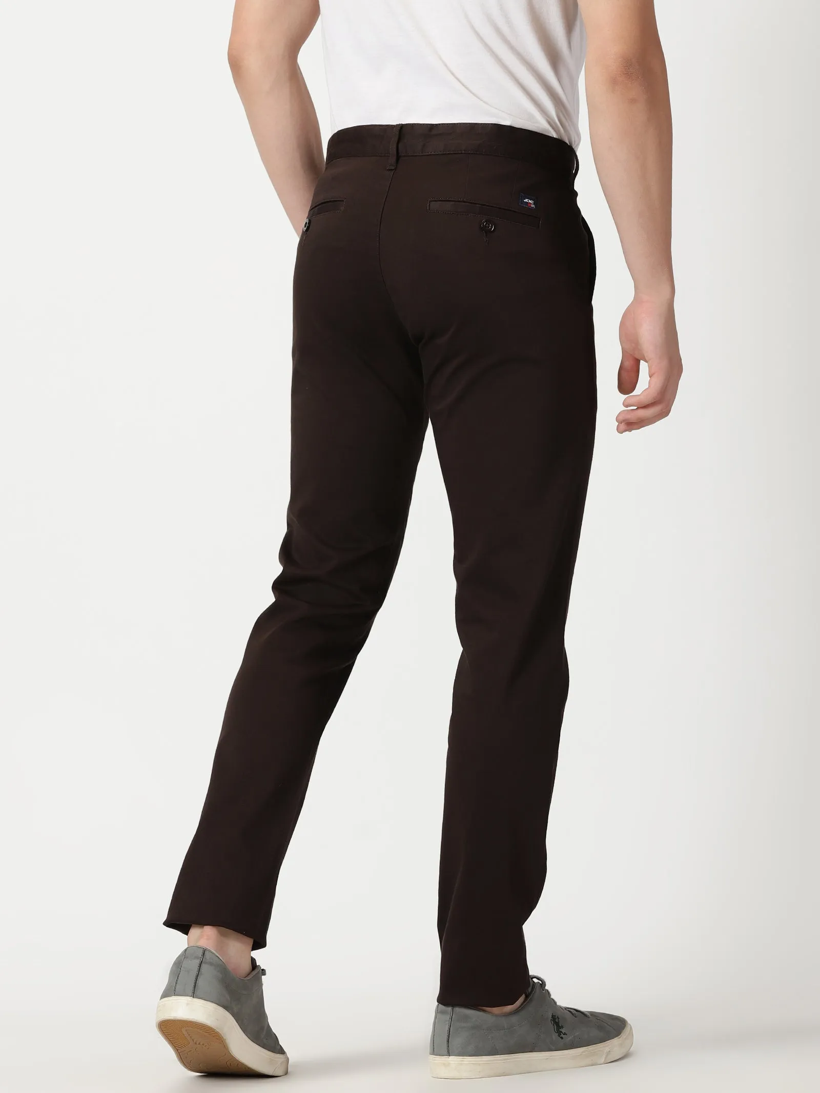 MEN'S COFEE BROWN SOLID JASON FIT TROUSER