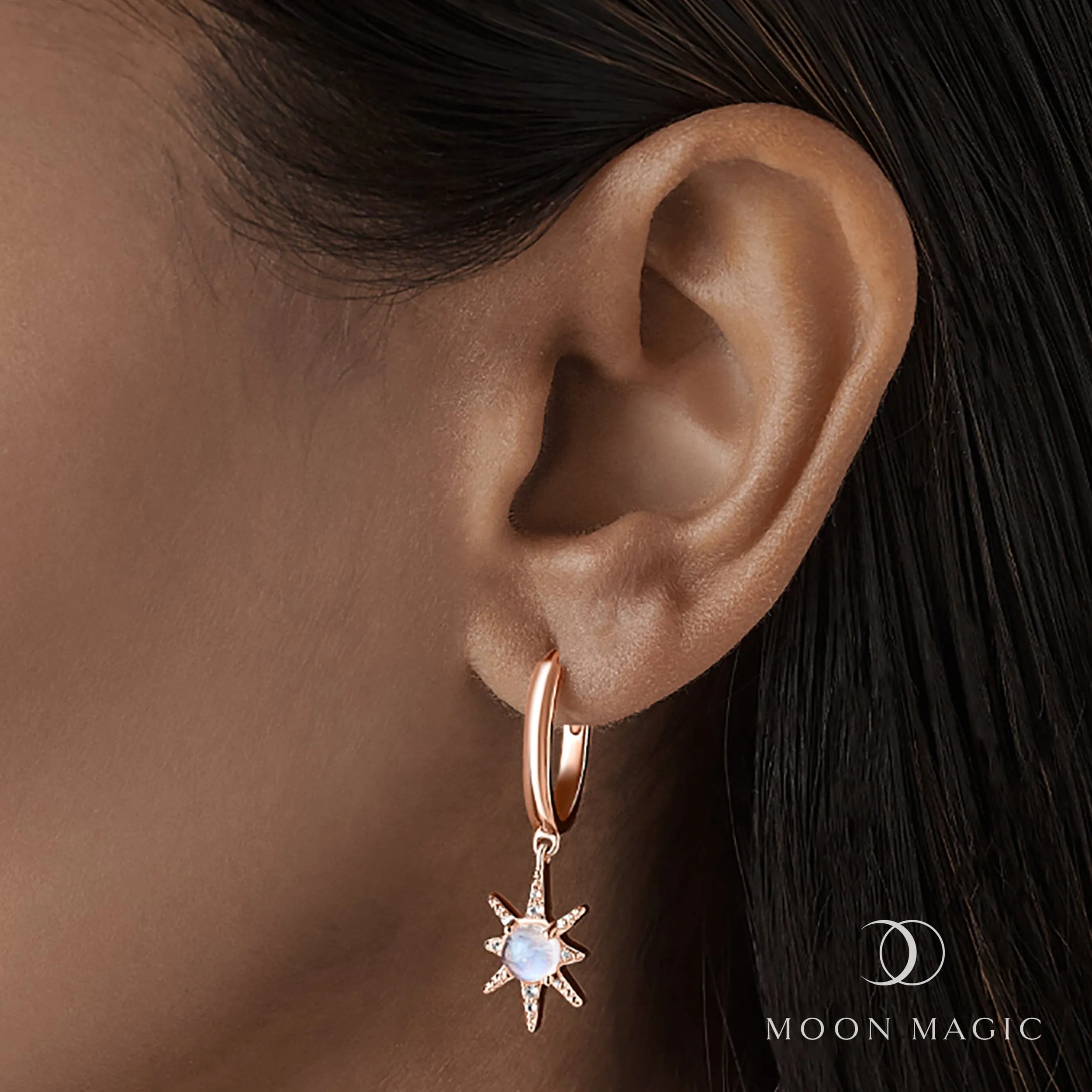 Moonstone Earrings - Celestial Being Hoops