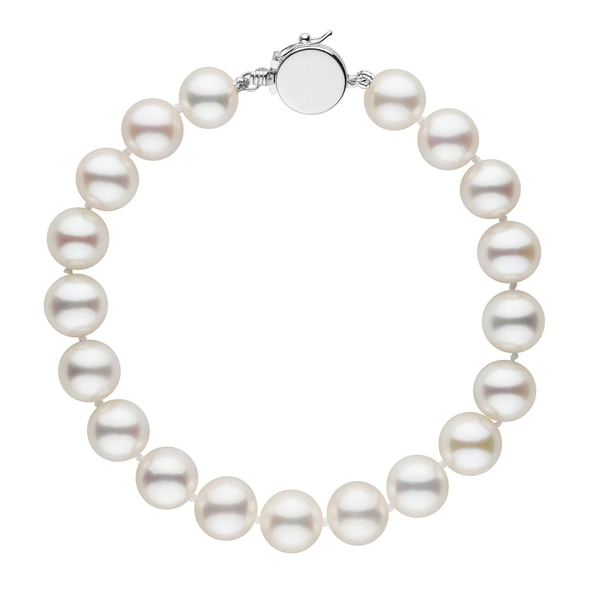 Personalized 8.5-9.0 mm AAA White Freshwater Pearl Circle Clasp Bracelet