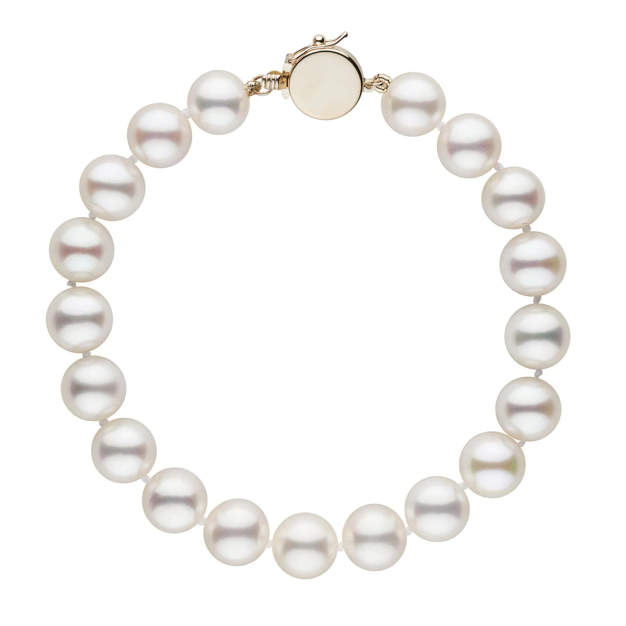 Personalized 8.5-9.0 mm AAA White Freshwater Pearl Circle Clasp Bracelet