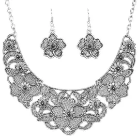 Petunia Paradise Silver Statement Necklace