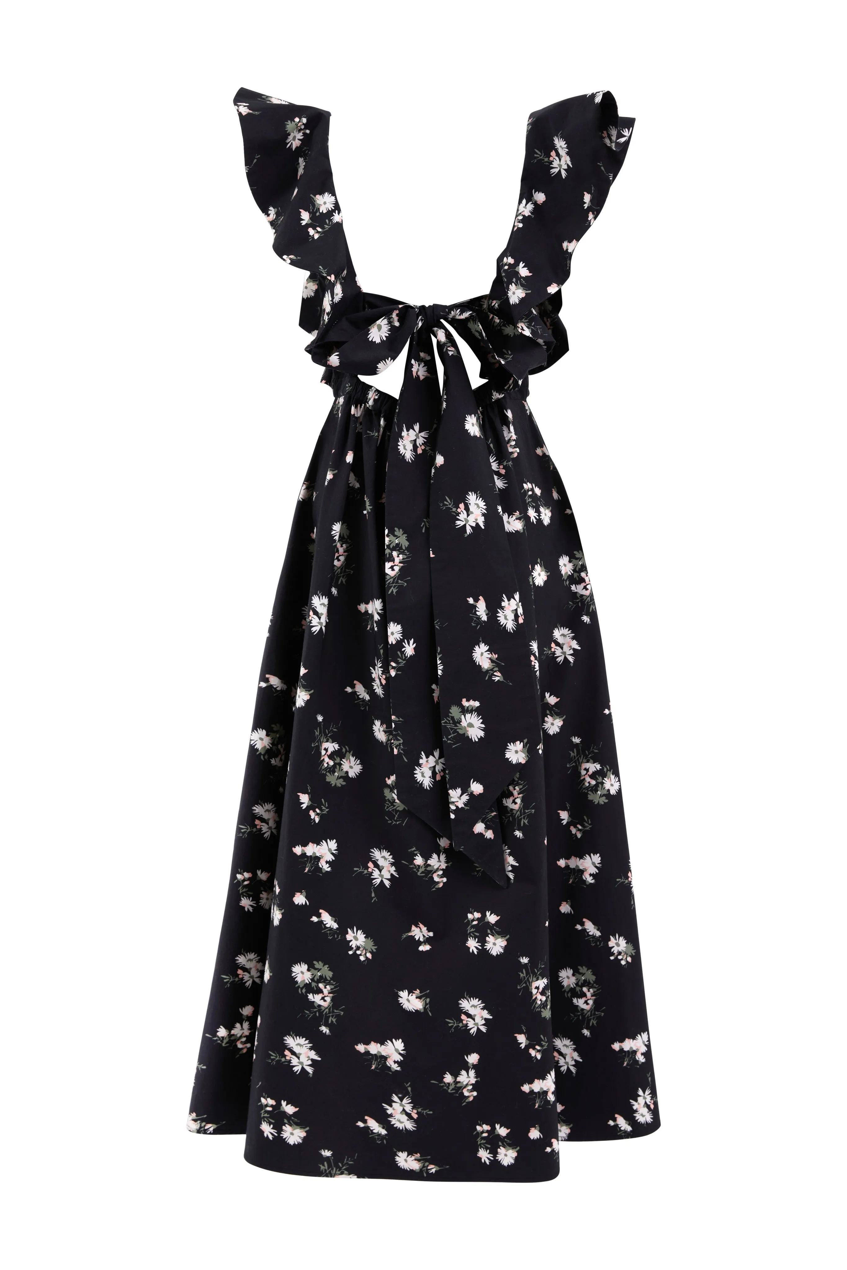 Portia Maxi Dress Black Retro Daisy Print