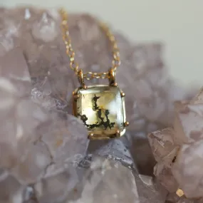 Ready to Ship - 14K Dendritic Quartz Pendant - Gold Pronged Pendant - Dendritic Quartz Necklace