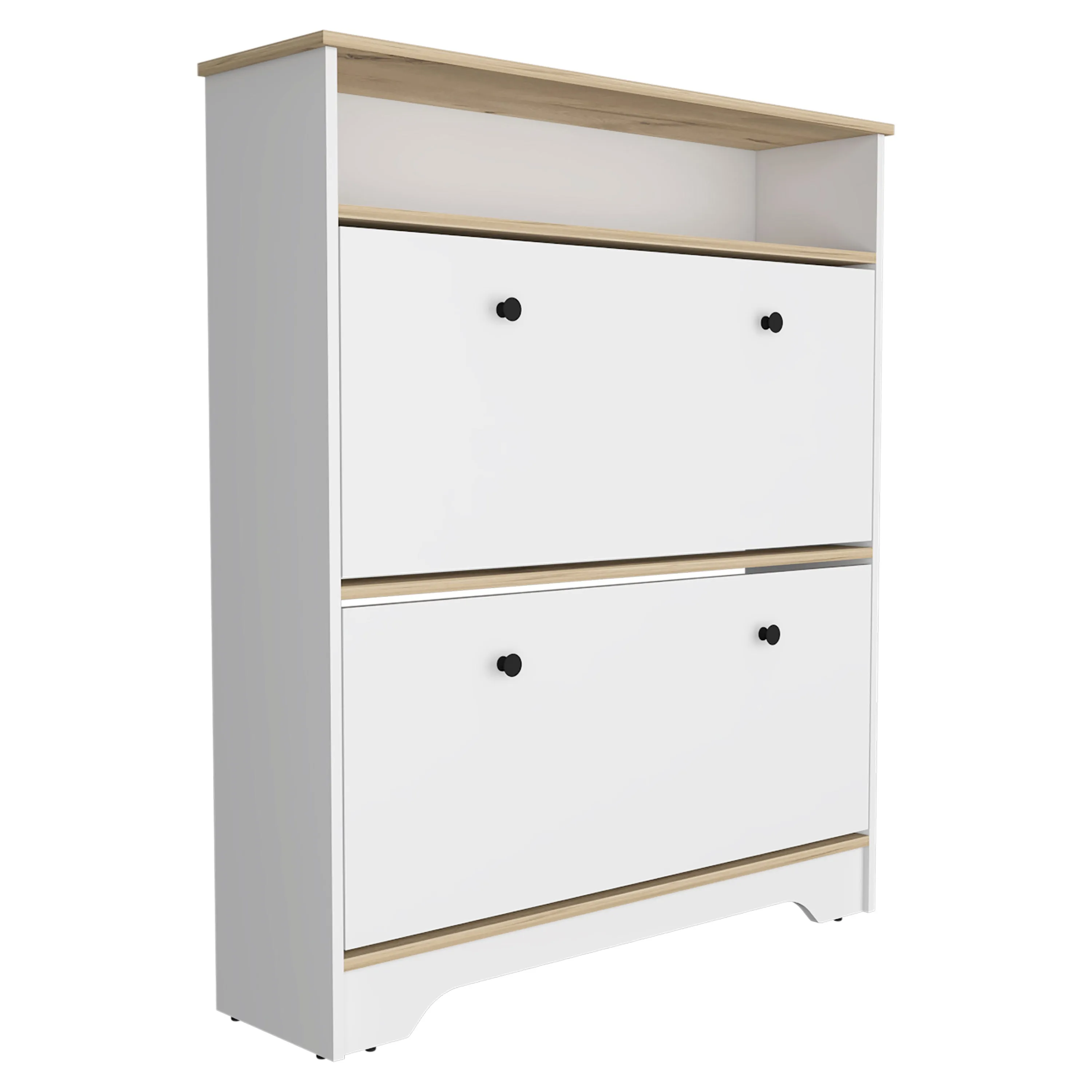 Shoe Rack Dublin Open Shelf 2 Extendable Cabinets Light Oak/White