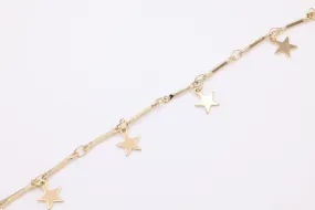 Star Flat Bar Chain, 14K Gold Overlay Plated, Wholesale Jewelry Chain