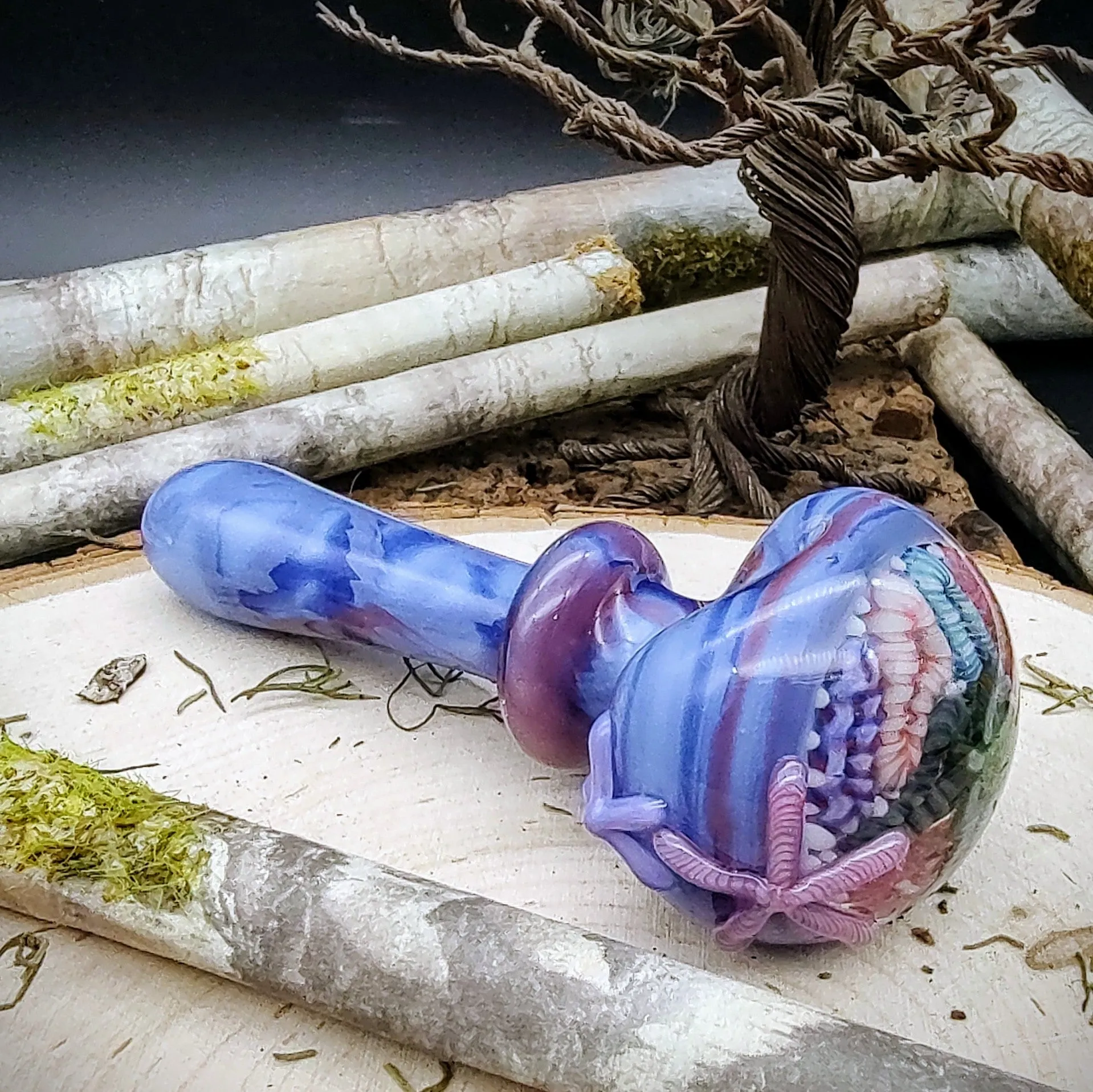 Starfish Seascape Marbled Hand Pipe (Ready to Ship)