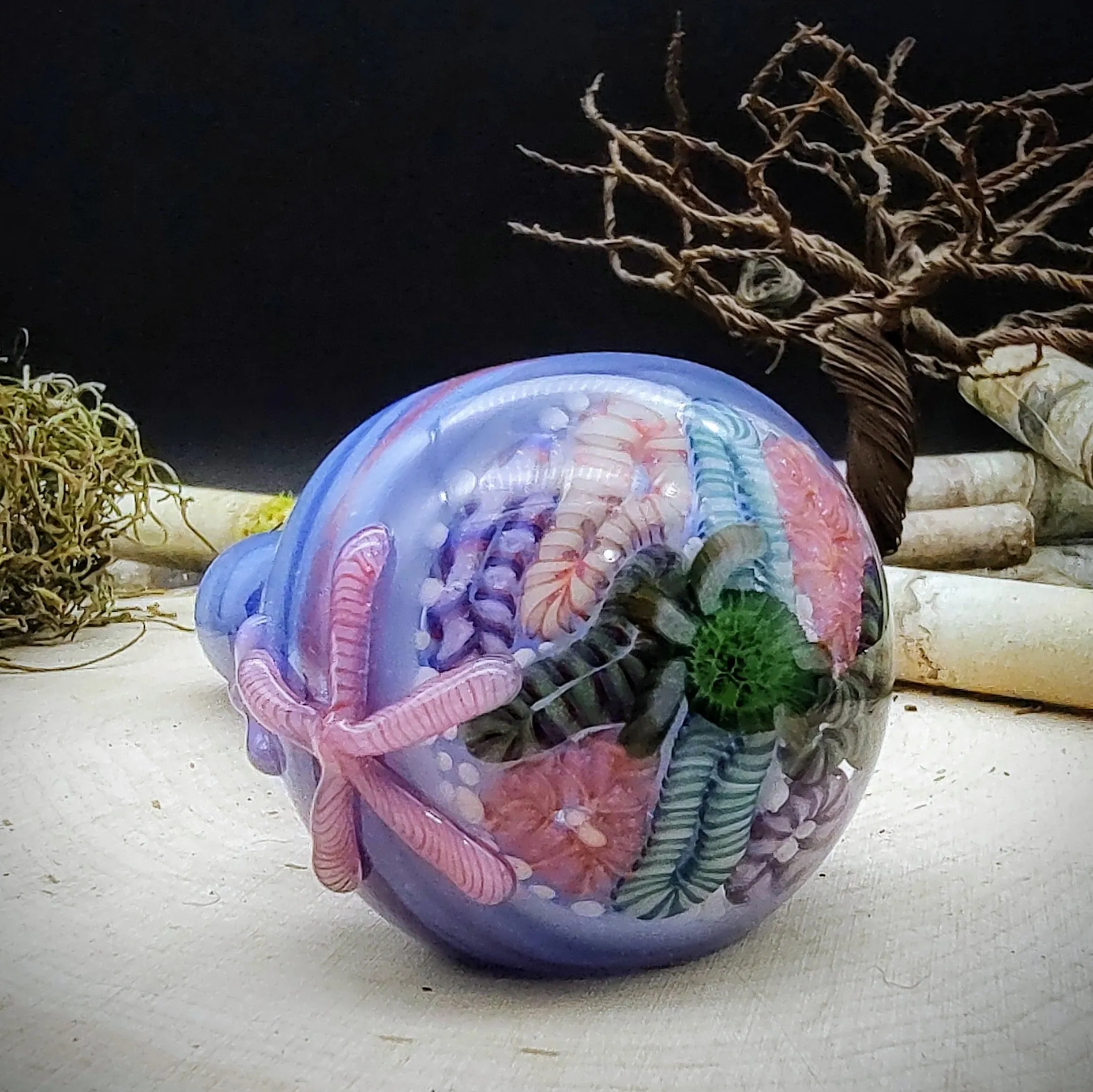 Starfish Seascape Marbled Hand Pipe (Ready to Ship)