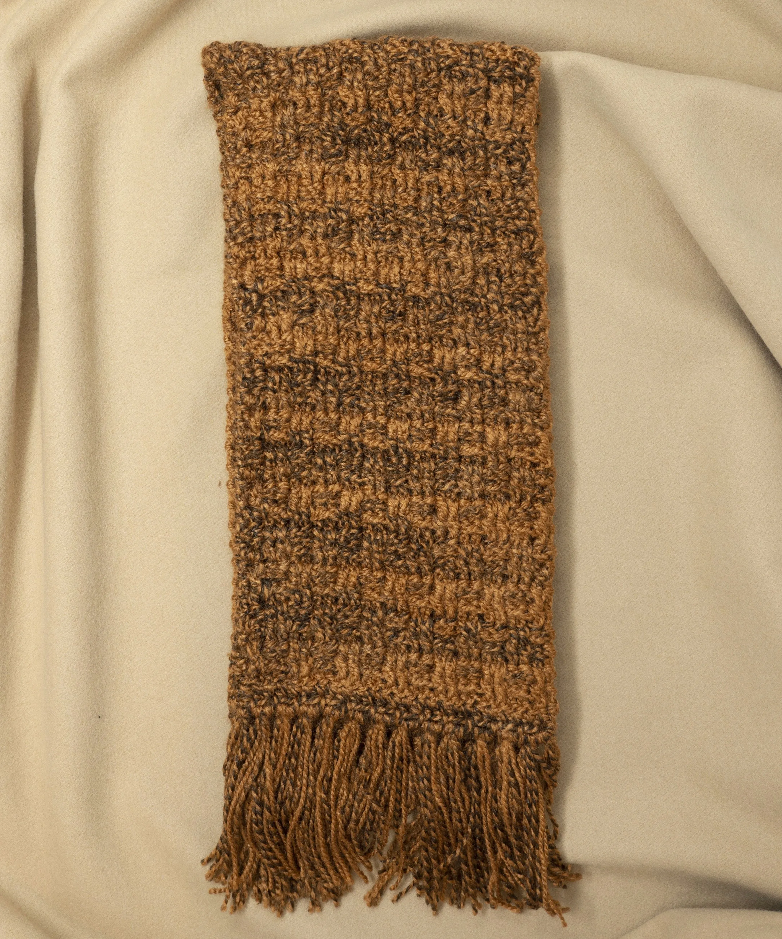 Tawny Brown Crochet Scarf and Cap