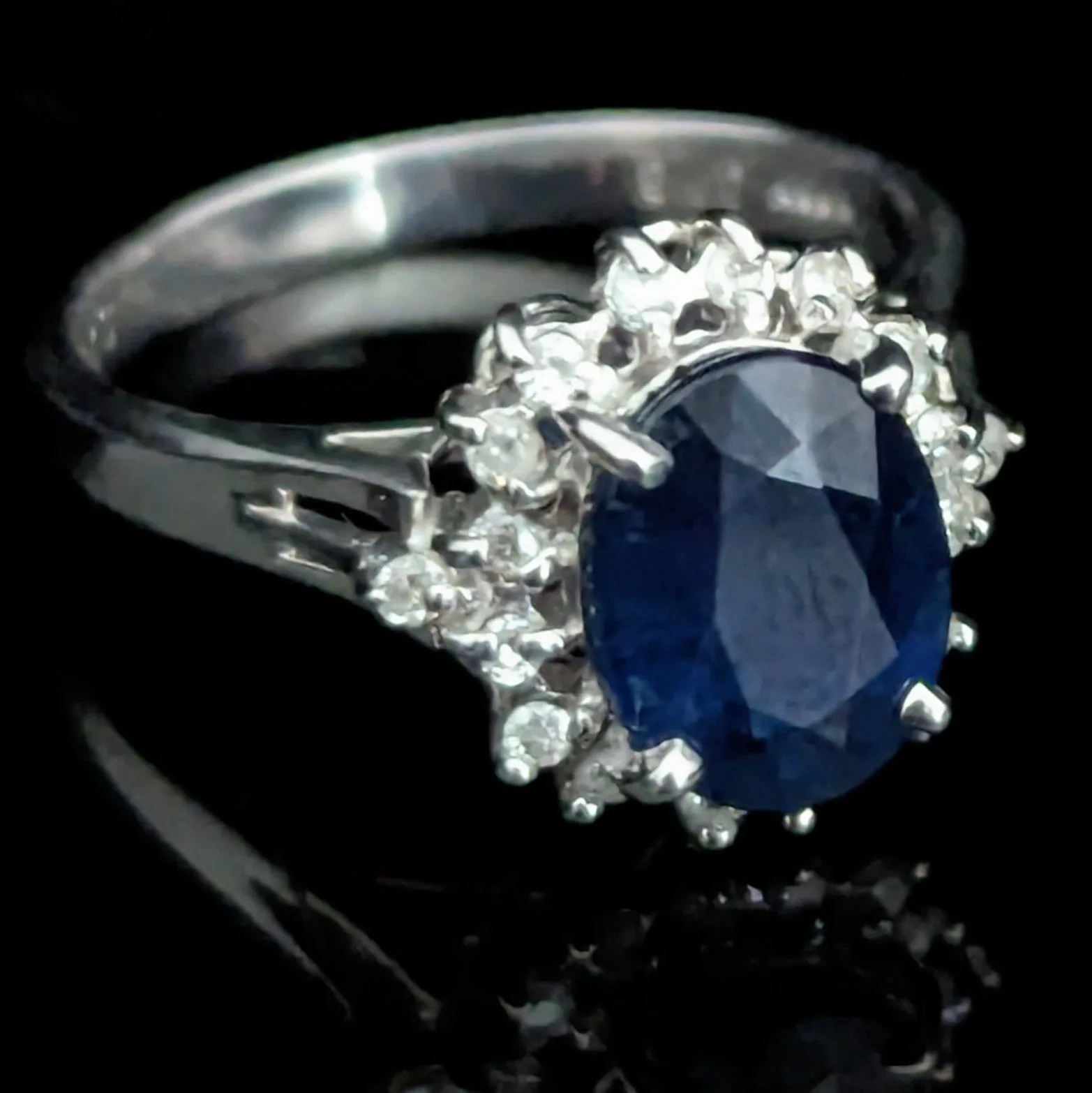 The Laconia - Estate GIA Graded Sapphire Diamonds Platinum Ring