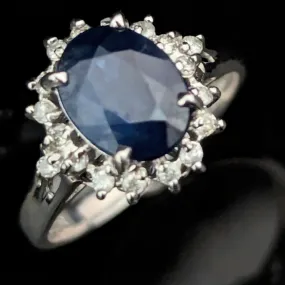 The Laconia - Estate GIA Graded Sapphire Diamonds Platinum Ring