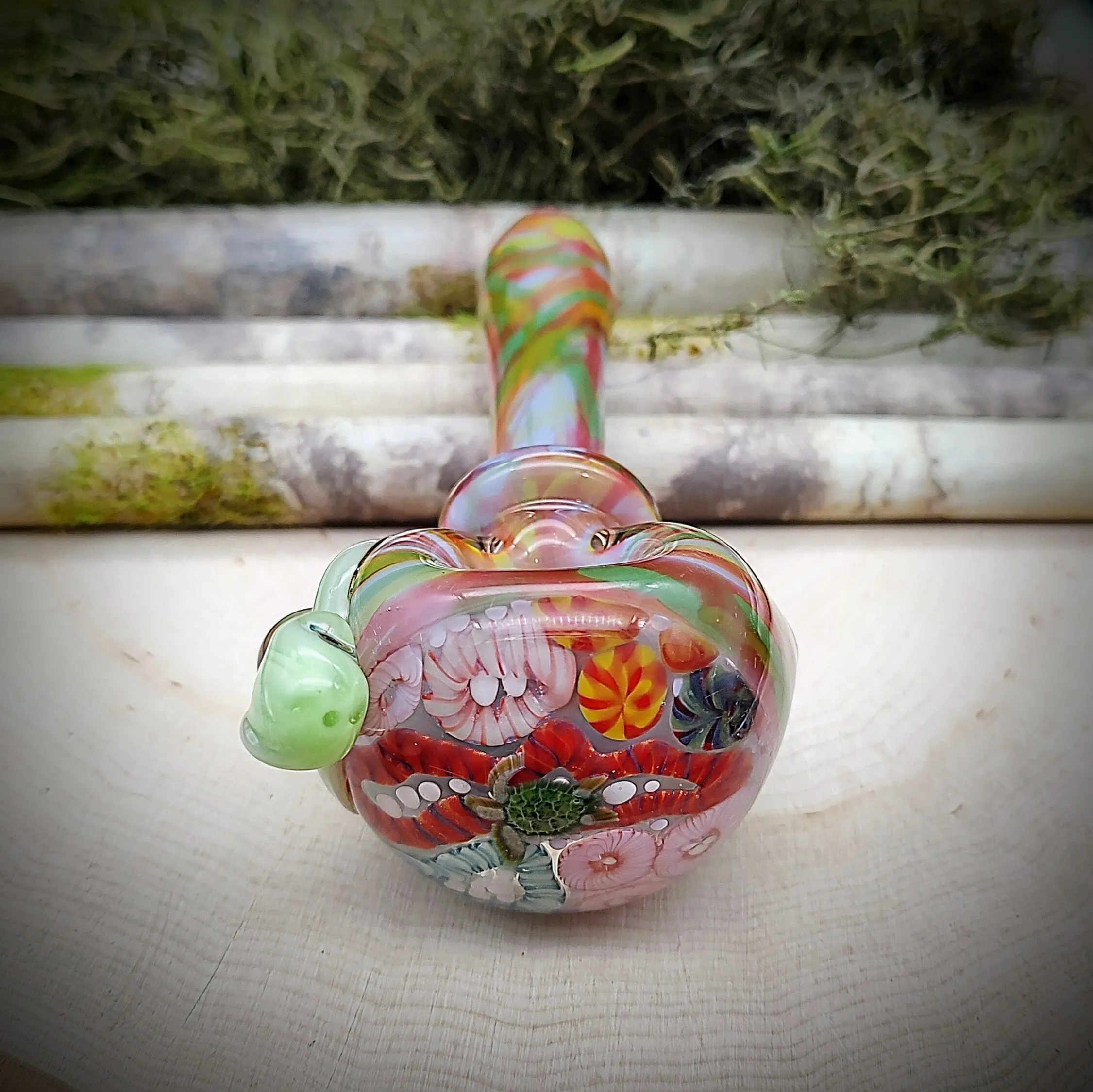 Turtle Seascape Marbled Hand Pipe (Ready to Ship)