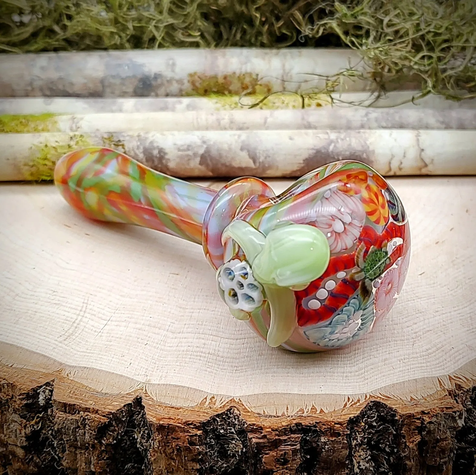 Turtle Seascape Marbled Hand Pipe (Ready to Ship)