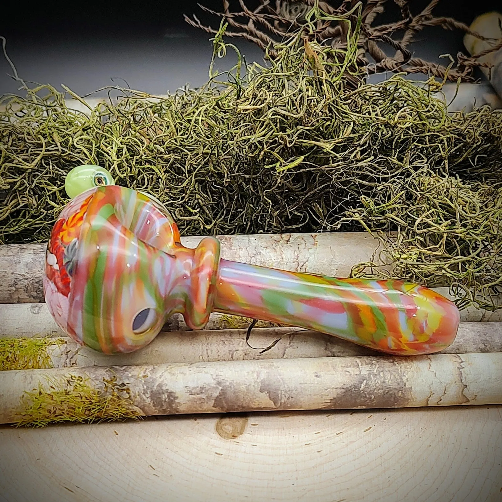 Turtle Seascape Marbled Hand Pipe (Ready to Ship)