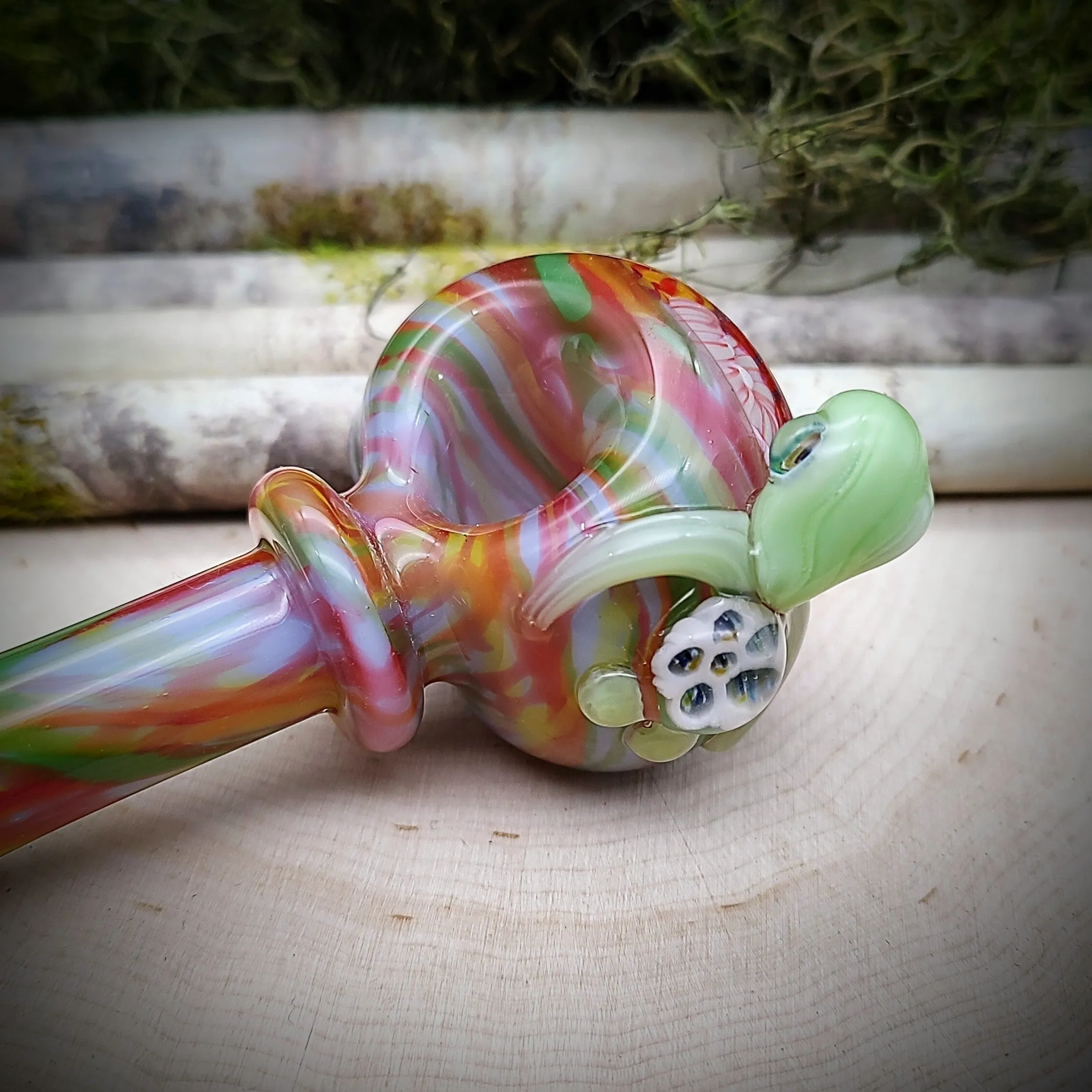 Turtle Seascape Marbled Hand Pipe (Ready to Ship)