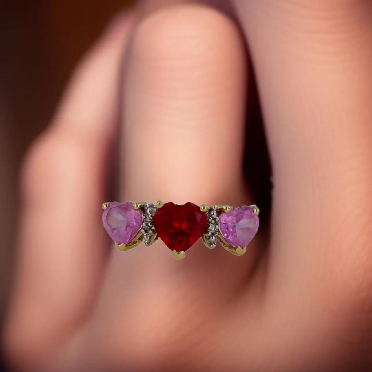 Yellow 10k ruby heart ring